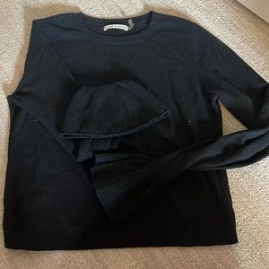 Alice + olivia bell sleeve cropped wool sweater